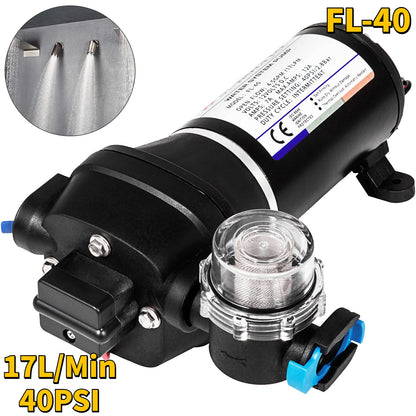 VEVOR 12V Diaphragm Water Pump 10L/Min 17PSI 17L/Min 40PSI High Pressure Automatic Self Priming Misting Booster Pump Car Marine