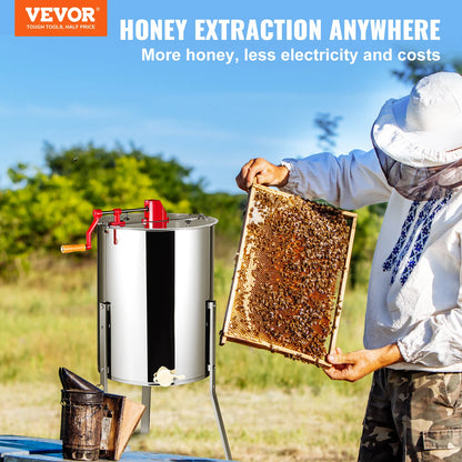 VEVOR Manual Honey Extractor 4/8 Frames Honey Spinner Extractor Stainless Steel Beekeeping Extraction Honeycomb Drum Spinner