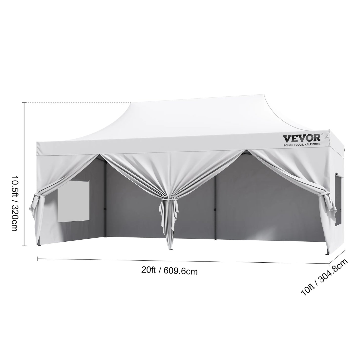 VEVOR 10x10 FT Pop up Canopy with Removable Sidewalls Portable Gazebo & Wheeled Bag UV Resistant Waterproof Tent for Patio