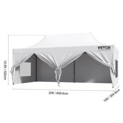 VEVOR 10x10 FT Pop up Canopy with Removable Sidewalls Portable Gazebo & Wheeled Bag UV Resistant Waterproof Tent for Patio