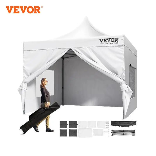 VEVOR 10x10 FT Pop up Canopy with Removable Sidewalls Portable Gazebo & Wheeled Bag UV Resistant Waterproof Tent for Patio