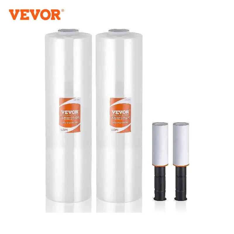 VEVOR 1/2/3/4 Packs Stretch Film 15 in Clear Shrink Film Roll Stretch Wrap with Handles for Pallet Wrapping Shipping Moving