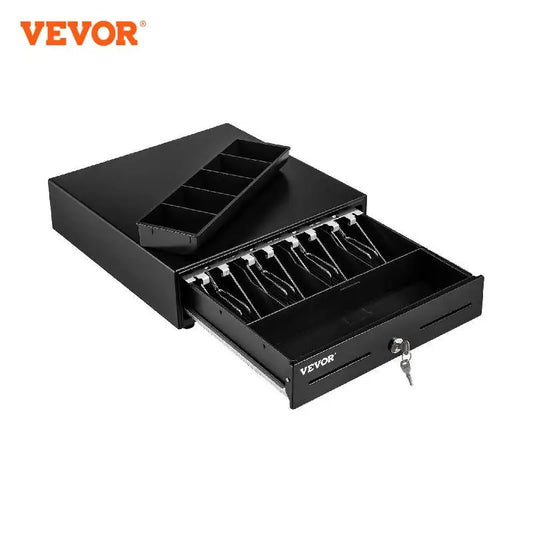 VEVOR Cash Register Drawer 13" 2 Unlocking Ways Fully Removable Design with 4 Bill 5 Coin Cash Tray 2 Keys Included Compact Size