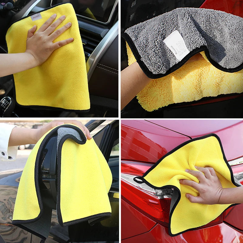SEAMETAL Microfiber Car Cleaning Towel 600GSM Wash Towels Car Double-Sided Soft Cloth Auto Detailing Care Washing Drying Rags