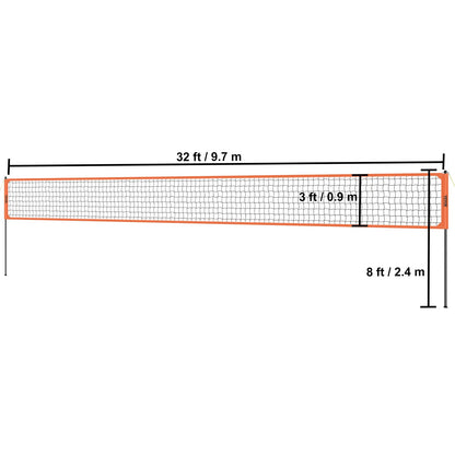 VEVOR Outdoor Volleyball Net System Adjustable Height Steel Poles with PVC Volleyball Pump Carrying Bag for Backyard Beach Lawn