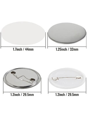VEVOR 25/32/58/75mm Button Badge Parts Supplies for Button Maker Machine 200/500Sets Metal and Plastic Pin Badges