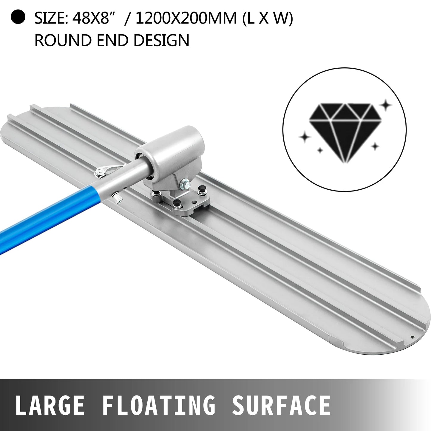 VEVOR Concrete Float 1200x200mm/1200x300mm Finishing Bull Float with 4 Handle Round End Drywall Construction Tools Cement Trowel
