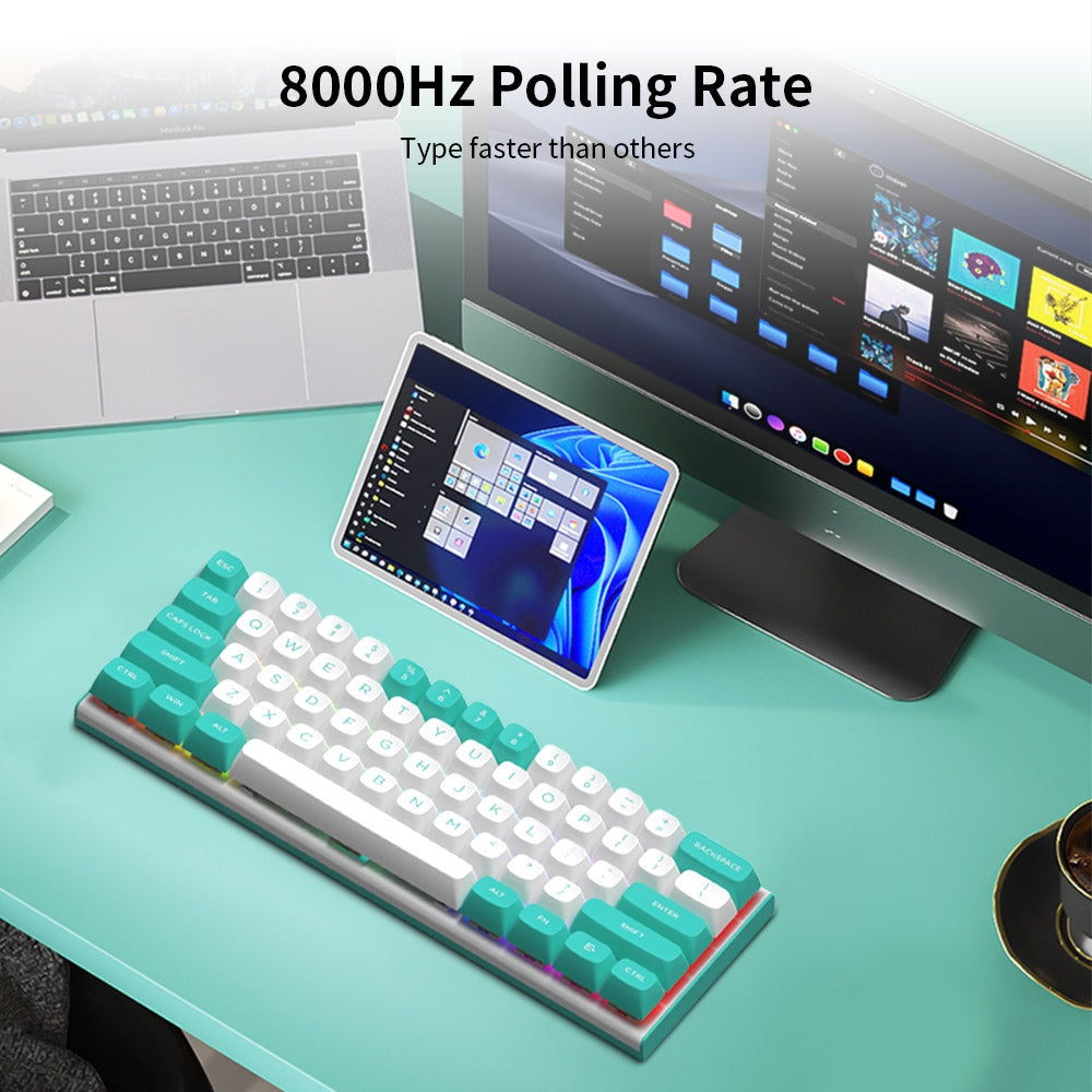 Redragon K683WB-RGB Wired Mechanical Keyboard, 87-key Adjustable Magnetic Linear Switches Double-shot PBT Keycaps 8000Hz Polling Rate RGB Backlight - White Green