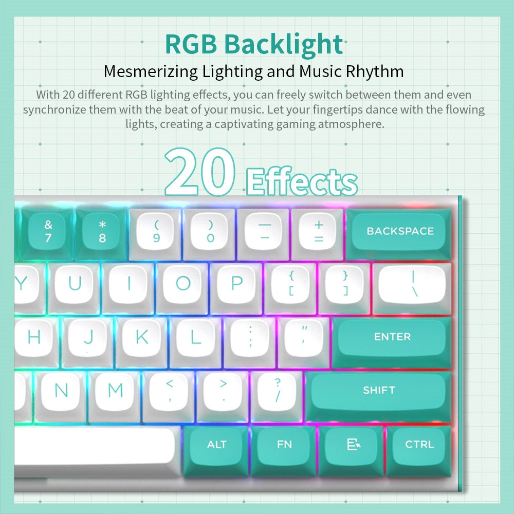 Redragon K683WB-RGB Wired Mechanical Keyboard, 87-key Adjustable Magnetic Linear Switches Double-shot PBT Keycaps 8000Hz Polling Rate RGB Backlight - White Green